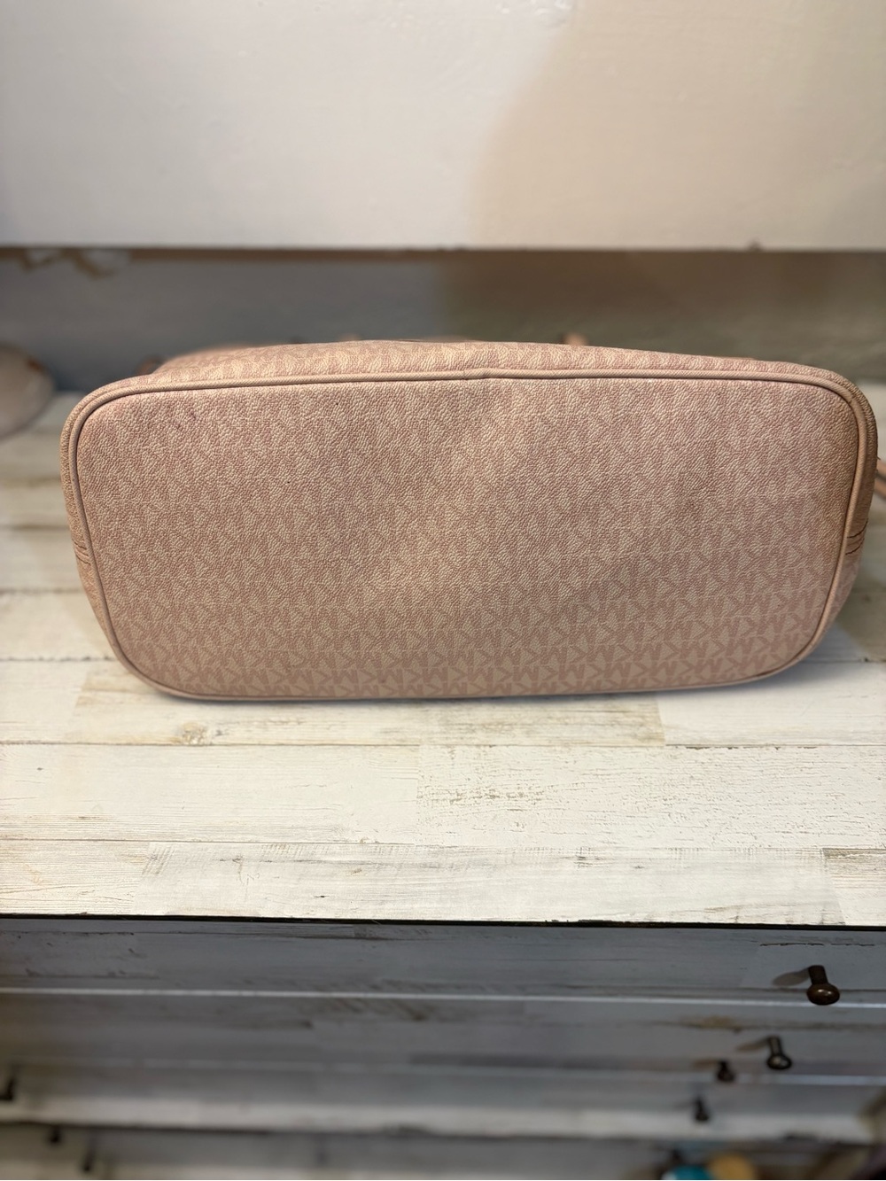 Michael Kors Pink Tote with Red & Cream Center Stripe - Picture 3 of 10